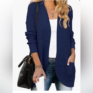 Open Front Waffle Knot Cardigan